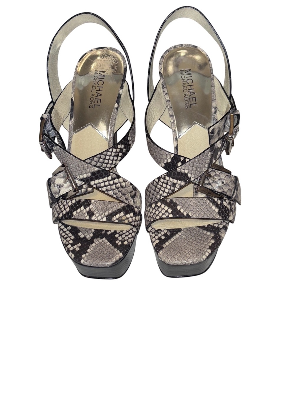 Michael Kors Josephine Black and Gray Snake Print Heels